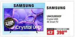 2001 Audio Video UN43U8000F Samsung 43 Crystal UHD 4K Smart TV offer