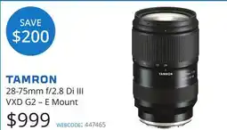 Vistek 28-75mm f/2.8 Di III VXD G2-E Mount offer