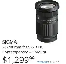 Vistek Sigma 20-200mm f/3.5-6.3 DG Contemporary – E Mount offer