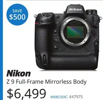 Vistek Nikon Z 9 Full-Frame Mirrorless Body offer