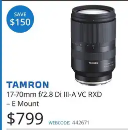 Vistek Tamron 17-70mm f/2.8 Di III-A VC RXD-E Mount offer