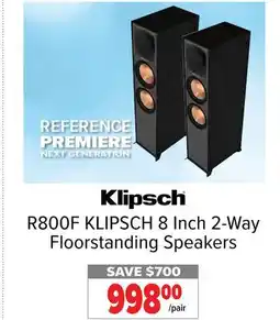 2001 Audio Video R800F KLIPSCH 8 Inch 2-Way Floorstanding Speakers offer