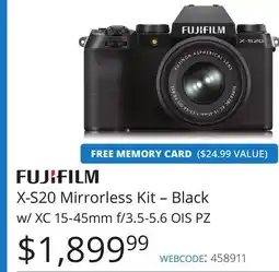 Vistek X-S20 Mirrorless Kit-Black w/XC 15-45mm f/3.5-5.6 offer