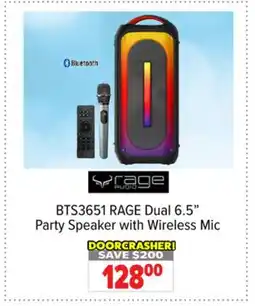 2001 Audio Video RAGE Dual 6.5 Party Speaker with Wireless Mic 128 offer