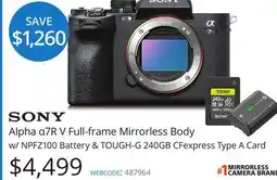 Vistek Alpha α7R V Full-frame Mirrorless Body w/ NPFZ100 Battery & TOUGH-G 240GB CFexpress Type A Card offer