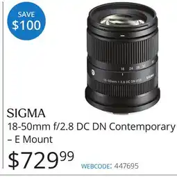 Vistek 18-50mm f/2.8 DC DN Contemporary – E Mount offer