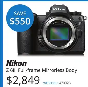 Vistek Z 6III Full-frame Mirrorless Body offer