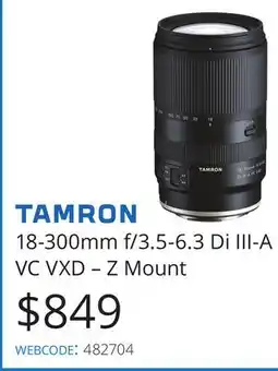 Vistek Tamron 18-300mm f/3.5-6.3 Di III-A VC VXD-Z Mount offer
