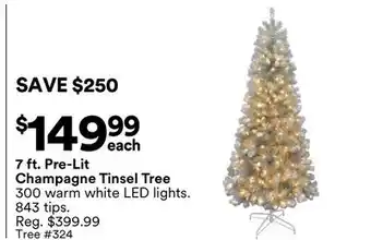 Michaels 7 ft. Pre-Lit Champagne Tinsel Tree offer