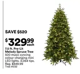 Michaels 7.5 ft. Pre-Lit melody Spruce Tree offer