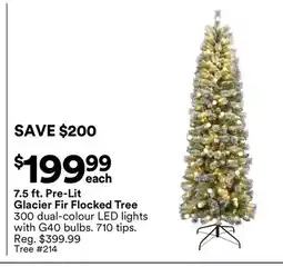Michaels 7.5 ft. Pre-Lit Glacier Fir Flocked Tree offer