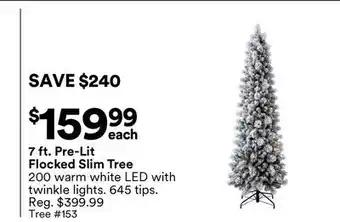 Michaels 7 ft. Pre-Lit Flocked Slim Tree offer