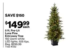 Michaels 5 ft. Pre-Lit Luna Pine entryway Tree offer