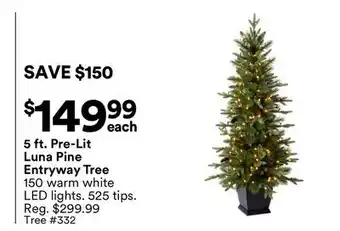 Michaels 5 ft. Pre-Lit Luna Pine entryway Tree offer