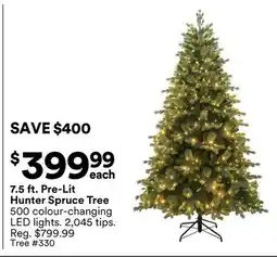 Michaels 7.5 ft. Pre-Lit Hunter Spruce Tree offer