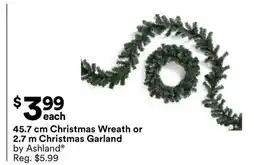 Michaels 45.7 cm Christmas Wreath or 2.7 m Christmas Garland by Ashland offer