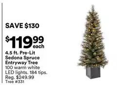 Michaels 4.5 ft. Pre-Lit Sedona Spruce entryway Tree offer