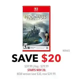 GameStop Nintendo Hogwarts Legacy offer