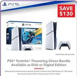 GameStop PS5 Fortnite Flowering Chaos Bundle Available as Disk or Digital Edition offer