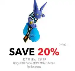 GameStop Dragon Ball Super Match Makers Beerus by Banpresto offer
