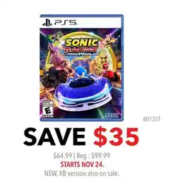 GameStop SONIC RACING CROSSWORLDS offer