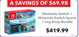 GameStop Nintendo Switch + Nintendo Switch Sports + Leg Strap Bundle offer