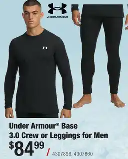 Cabela's Under Armour Base 3.0 Crew or Leggings for Men offer