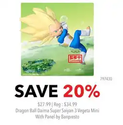 GameStop Dragon Ball Daima Super Saiyan 3 Vegeta Mini With Panel by Banpresto offer
