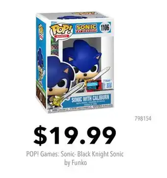 GameStop POP! Games: Sonic- Black Knight Sonic by Funko offer