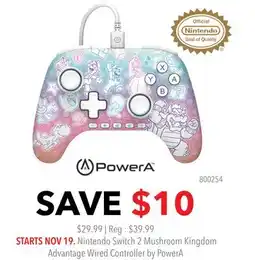GameStop Nintendo Switch 2 Mushroom Kingdom Advantage Wired Controller by PowerA offer