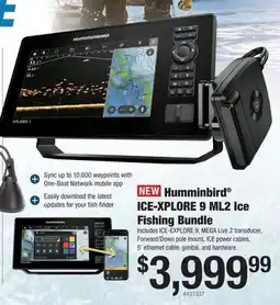 Cabela's Humminbird ICE-XPLORE 9 ML2 Ice Fishing Bundle offer