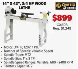 Busy Bee Tools 3/4 HP wood lathe offer