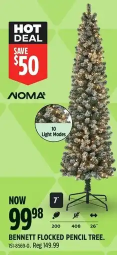 Canadian Tire Bennett flocked pencil tree offer