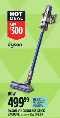 Canadian Tire Dyson v11 cordless stick vacuum offer