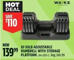 Canadian Tire Adjustable 99 dumbbell with storage platform offer