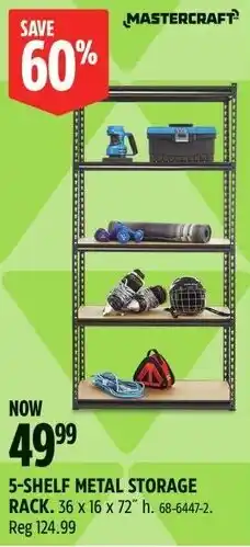 Canadian Tire Mastercraft 5-shelf metal storage rack offer