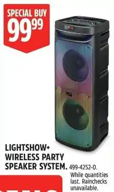 Canadian Tire Lightshow+ wireless party speaker system offer
