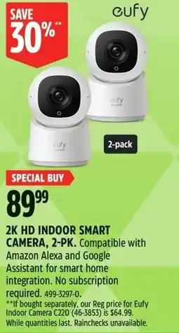 Canadian Tire 2k hd indoor smart camera offer