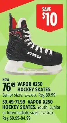 Canadian Tire Vapor X250 hockey skates offer