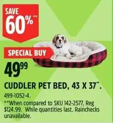 Canadian Tire Cuddler pet bed, 43 x 37" offer