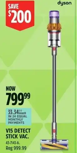 Canadian Tire V15 detect stick vac offer