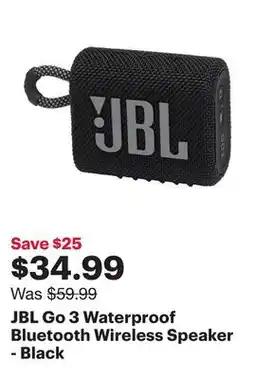 Best Buy JBL Go 3 Waterproof Bluetooth Wireless Speaker - Black offer