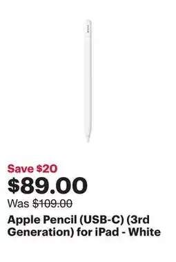 Best Buy Apple Pencil (USB-C) (3rd Generation) for iPad - White offer