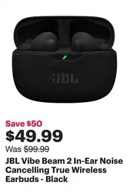 Best Buy JBL Vibe Beam 2 In-Ear Noise Cancelling True Wireless Earbuds - Black offer