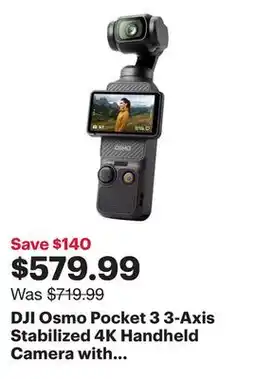 Best Buy DJI Osmo Pocket 3 3-Axis Stabilized 4K Handheld Camera with Rotatable touchscreen - Black offer
