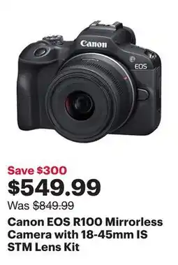 Best Buy Canon EOS R100 Mirrorless Camera with 18-45mm IS STM Lens Kit offer