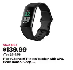 Best Buy Fitbit Charge 6 Fitness Tracker with GPS, Heart Rate & Sleep - Obsidian/Black offer