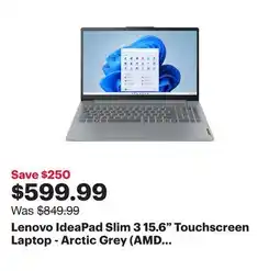 Best Buy Lenovo IdeaPad Slim 3 15.6 Touchscreen Laptop - Arctic Grey (AMD Ryzen 7 5825U/16GB RAM/512GB SSD) offer