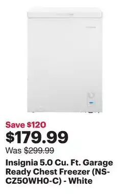 Best Buy Insignia 5.0 Cu. Ft. Garage Ready Chest Freezer (NS-CZ50WH0-C) - White offer