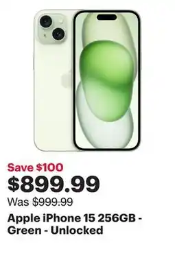 Best Buy Apple iPhone 15 256GB - Green - Unlocked offer